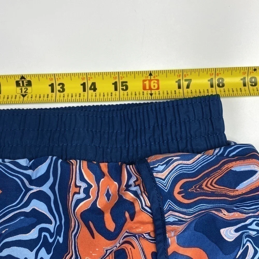 Crane Blue Orange Lava Print Running Lined Shorts XL
